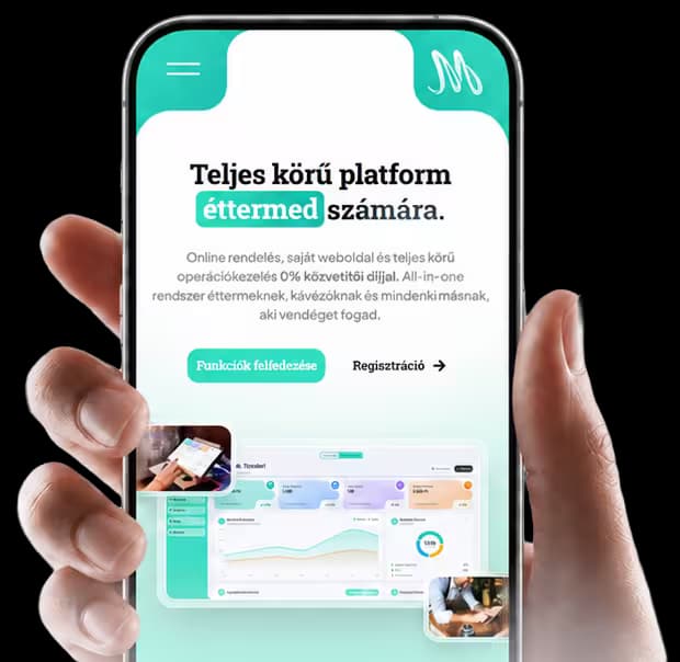 Kéz egy okostelefonnal, rajta a Gatium által épített platform
