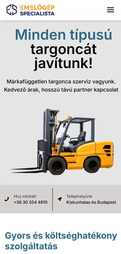 Emelospec weboldal mobilnézet