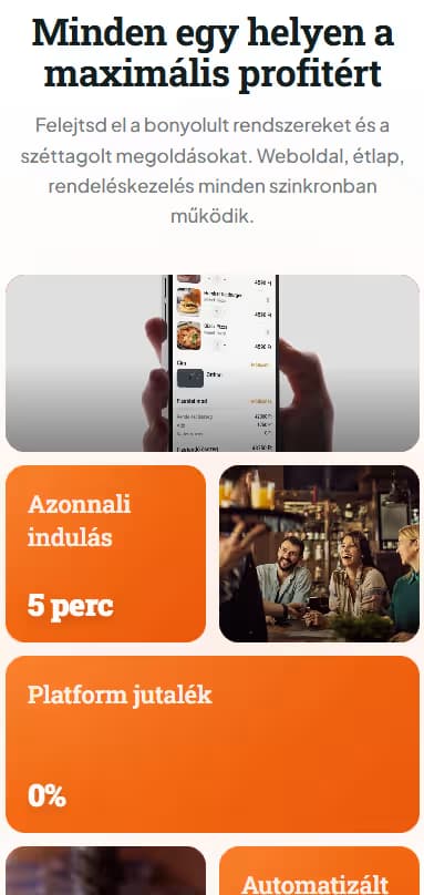Menunic weboldal mobilnézet