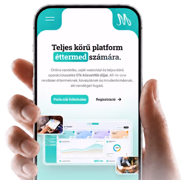 Kéz egy okostelefonnal, rajta a Gatium által épített platform