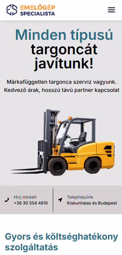 Emelospec weboldal mobilnézet