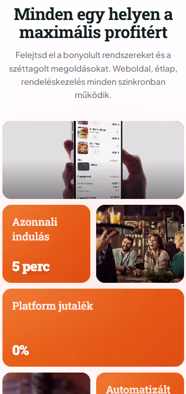 Menunic weboldal mobilnézet